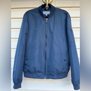 Michael Kors dark blue spring/fall lined jacket, neck/cuff/hem elastic, zipper M